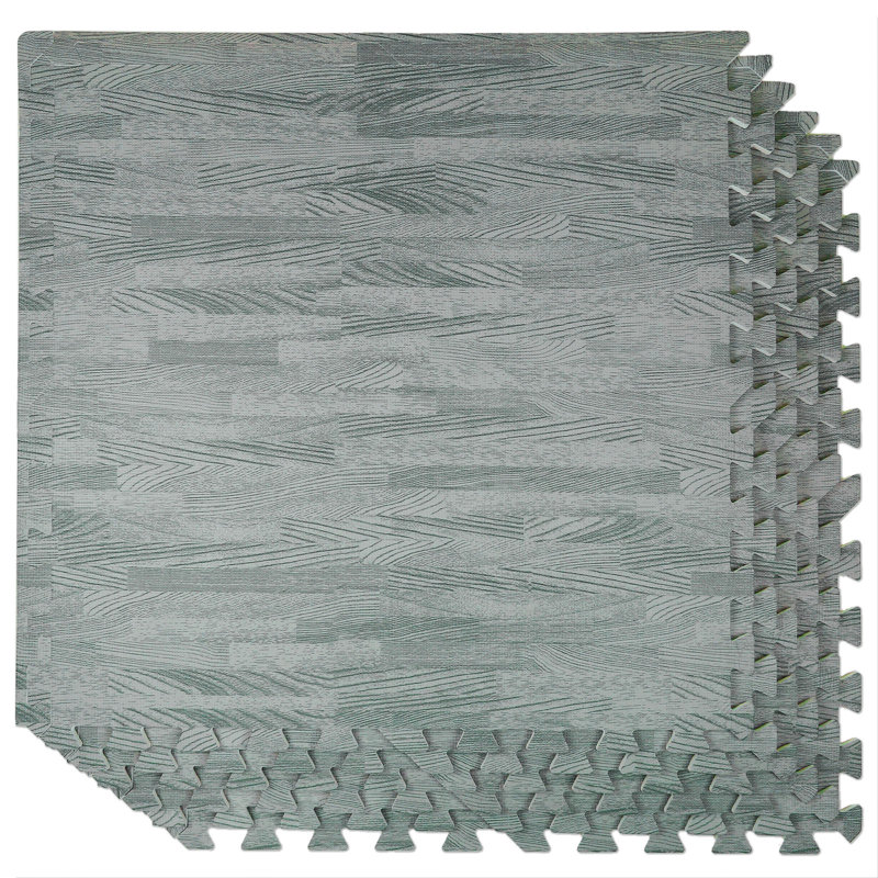 Carrelage imbriqué en mousse à grain de bois de 100 pieds carrés 3/8 po, Gris