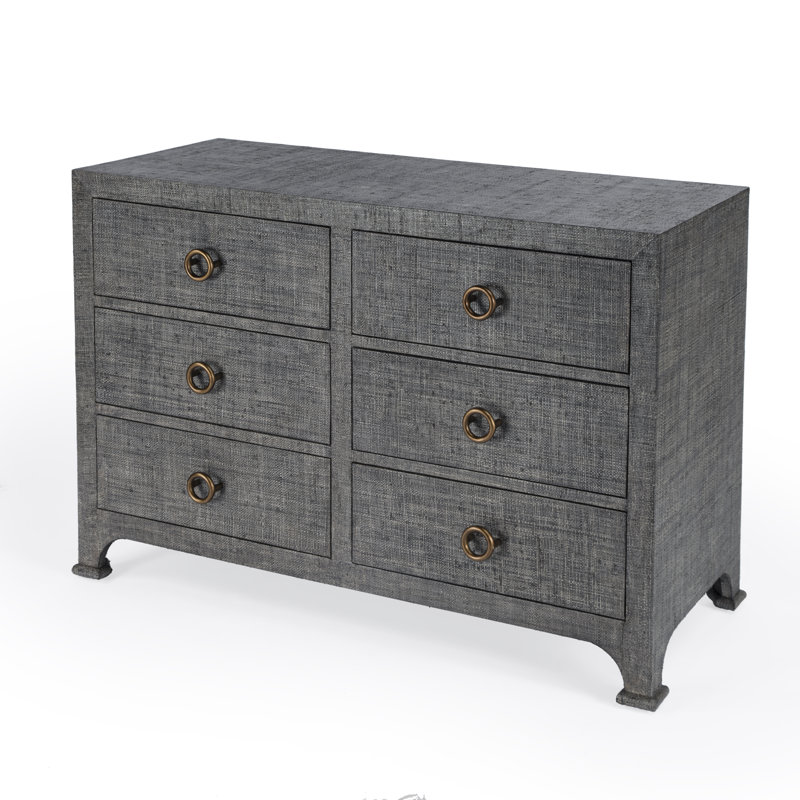 Chatham Raffia 6 Drawer Dresser, Charcoal