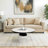 Round Coffee Table with White Marble Top and Glass Base, Living Room Table with Black Trim and Modern Design, 34"
