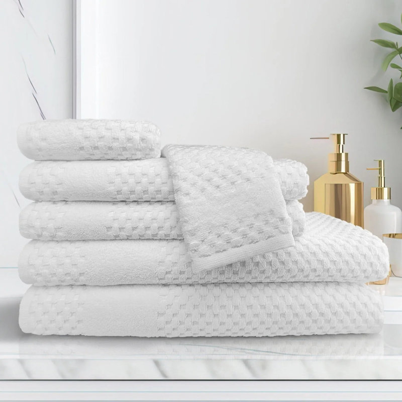 Gty Collection Zero Twist Premium Hand Towel All Over Checker Design 12 Pk