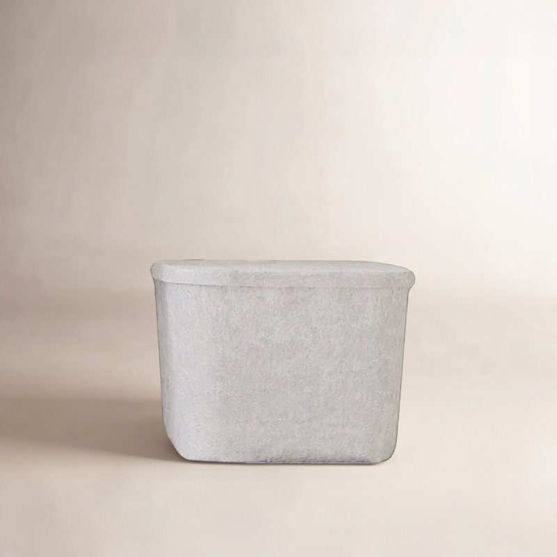 Sculpted Felt Storage Bin with Lid, Stone