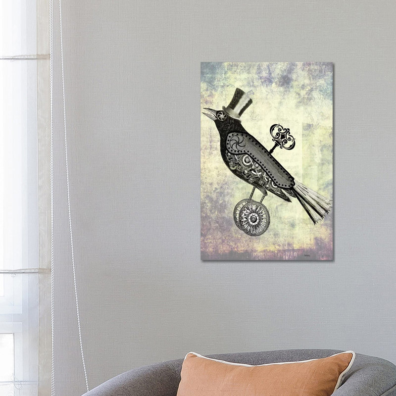 Steampunk Crow by Fab Funky - Wrapped Canvas Gallery-Wrapped Canvas Giclée, 66.04 cm H x 45.72 cm W x 1.91 cm D