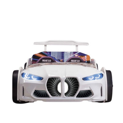 Aleara GTX Twin Race Car Bed with LED Lights & Sound FX, Kids Racing Bedroom Furniture