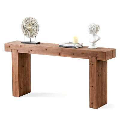 63" Solid Wood Console Table – Rustic Farmhouse Sofa Table for Entryway, Hallway, or Behind Couch, Narrow Rectangular Design