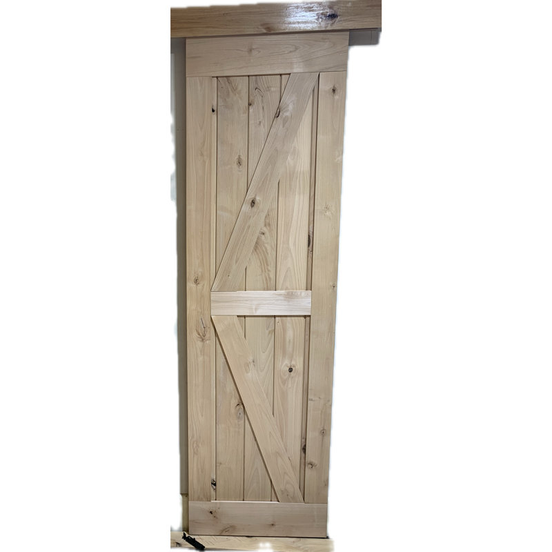 Porte de grange en bois d'aulne avec ensemble de quincaillerie coulissante en bois, 24 po x 84 po