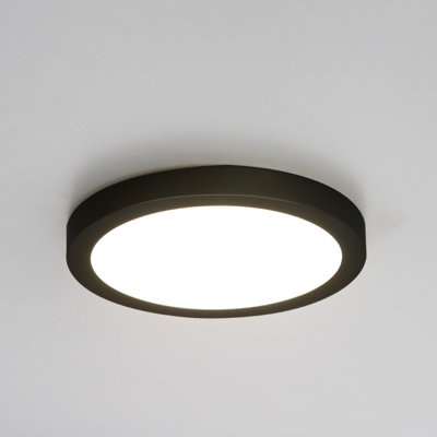 9.5 Inch LED Flush Mount Ceiling Light with Black Frame, 4000K Natural White, Dimmable, 15W 1050LM, Super Slim LED Ceiling Light Fixture, for Closet, Basement, Hallway, ETL Listed