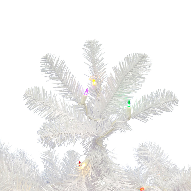 Sparkle White Spruce Pencil Artificial Christmas Tree, Warm White LED, 7.5' H