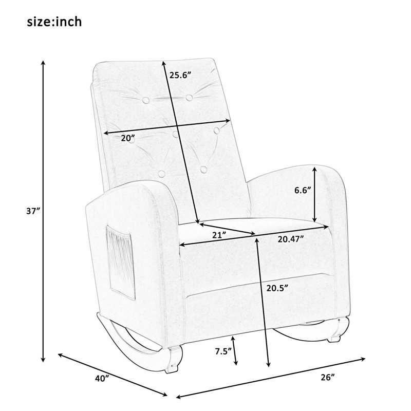 Fauteuil berçant à haut dossier Chrisann, 100% coton brun clair