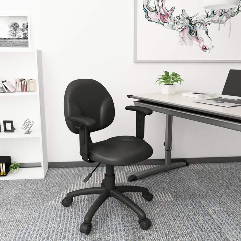 Black Ergonomic Vinyl Task Chair with Adjustable Arms