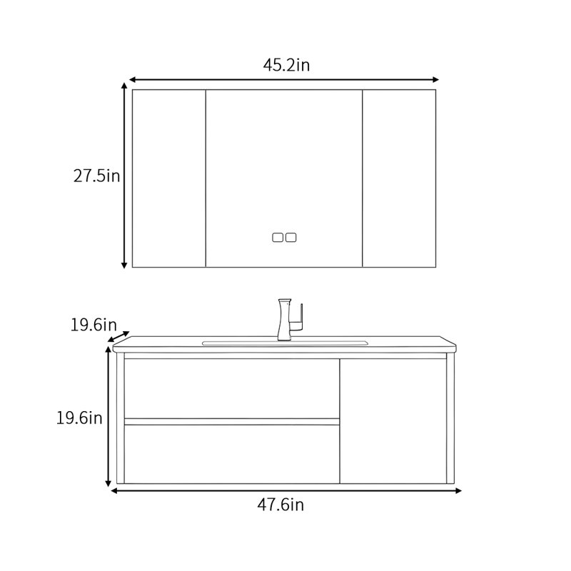 Retro high-end style bathroom cabinet, Light Brown