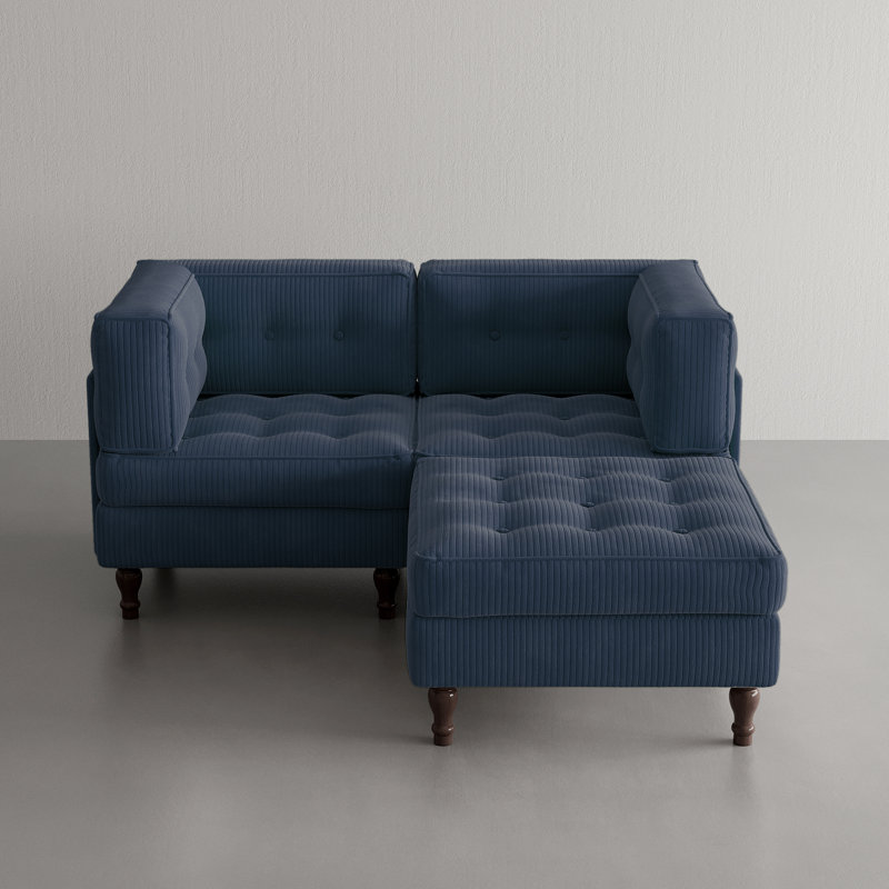 3 Seater Corduroy Sectional, Navy