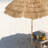6.1ft Octagonal Thatch Beach Umbrella With Base And Adjustable Height