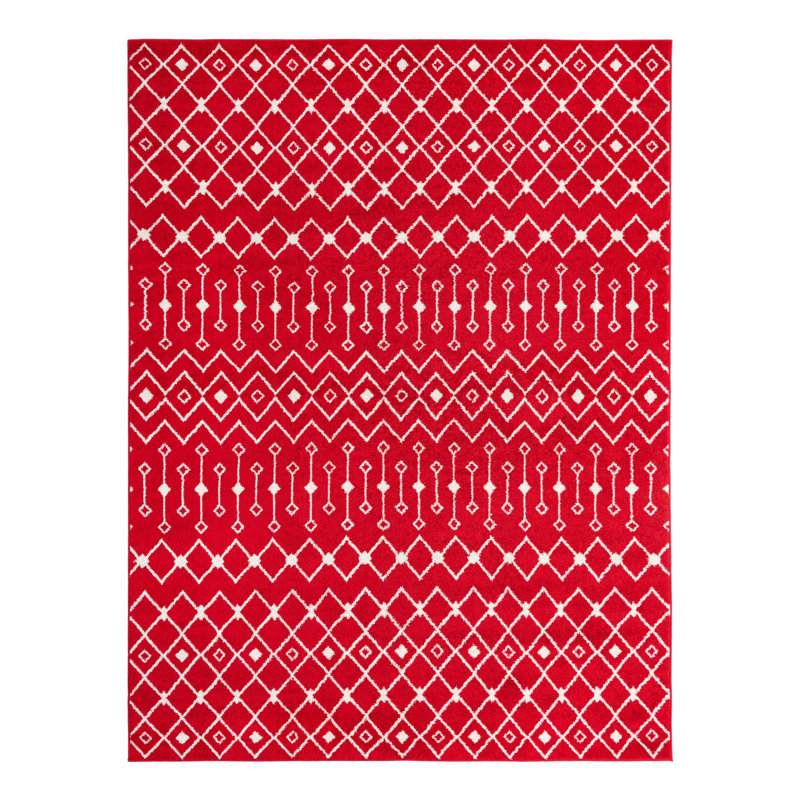 Somerville Geometric Indoor Rug, Rectangle 9' x 12', Red