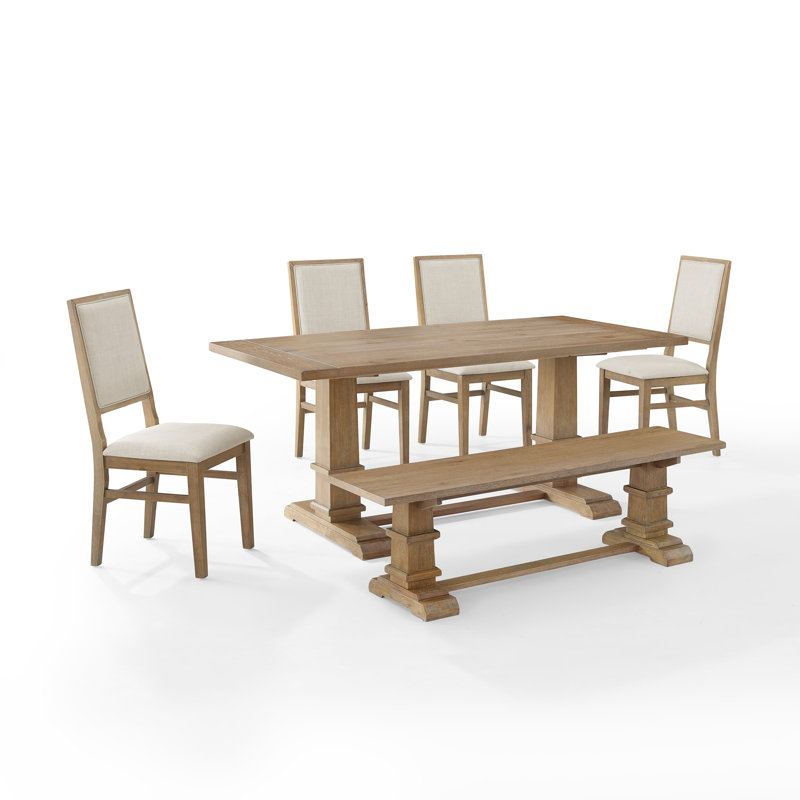 Heymann Dining Set, 6 Pieces: Table, Bench, 4 Chairs