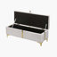 Ensemble de chambre à coucher 2 pièces, lit plateforme tapissier grand avec système de rangement hydraulique, repose-pieds de rangement avec pieds en métal, beige-1817343037