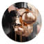 «Gold and Black Marble Expression III», art mural rond abstrait en marbre sur métal-88627984