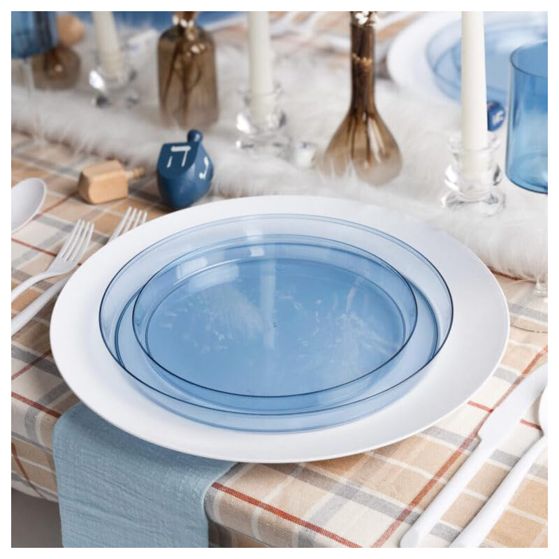 Assiettes en plastique bleu transparent de 10 pouces, 40
