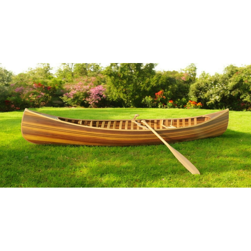 Sculpture de table de bateau en bois massif de 16 po en bois massif brun peint à la main