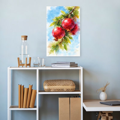 «Vibrant Pomegranates», impression de fruits abstraits organiques nature, art mural