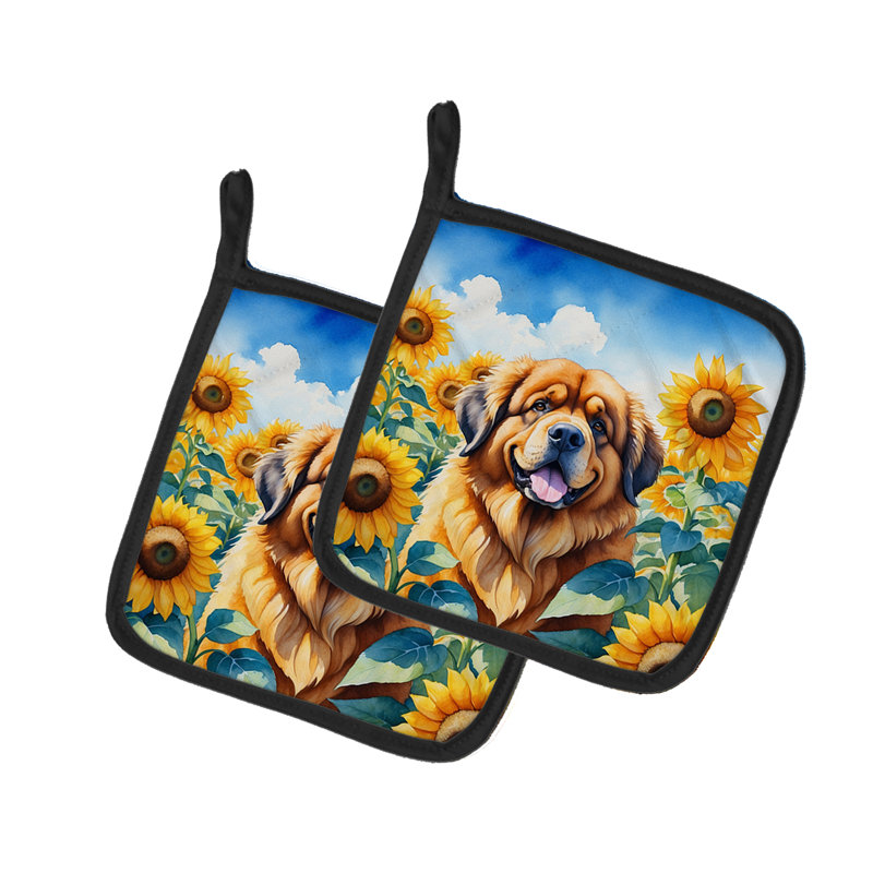 Ensemble de poignées en polyester Caroline's Treasures In Sunflowers