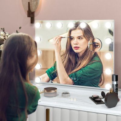 Miroir de salle de bain avec miroir Hollywood, 22,8 po x 18,9 po
