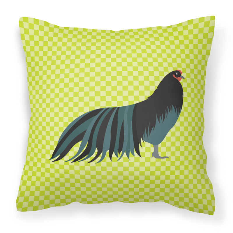 Coussin décoratif d’extérieur carré à damier de poulet, Vert, 18 po x 18 po