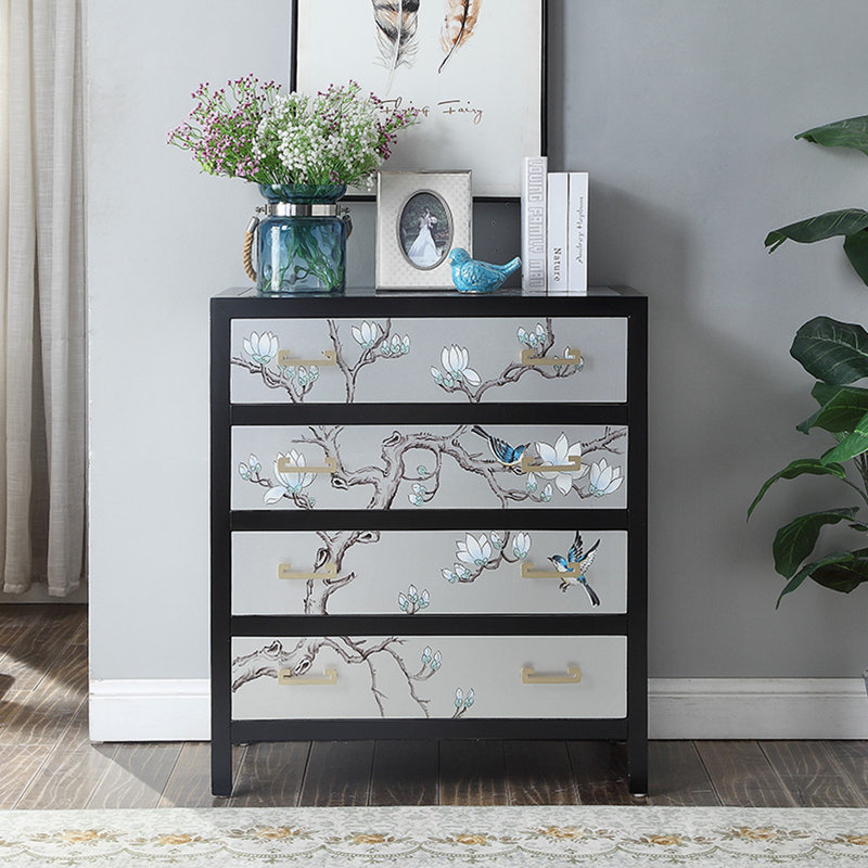 Hand-Painted 4-Drawer Accent Chest