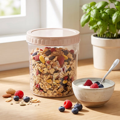 Plastics storage container Stackable Clear Kitchen Storage Canister With Built-In Spoon Lid Multi-Size Airtight Grain Container For Flour Coffee Beans Spice Pantry Organizer