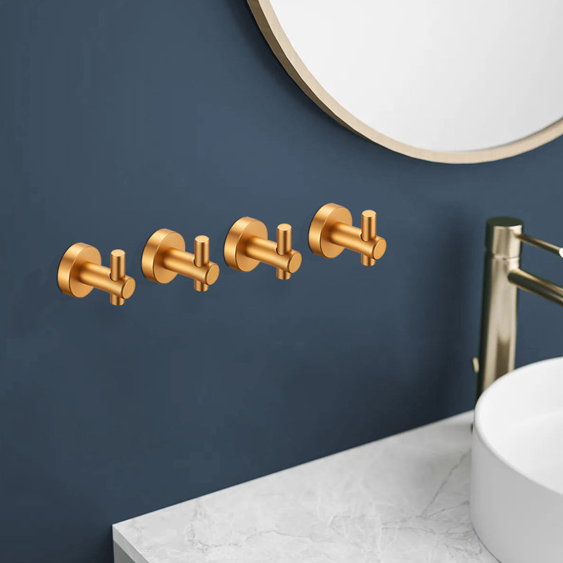 Topcraft Aluminum Wall-Mounted Bathroom Multi-Function Hook, Brushed Gold