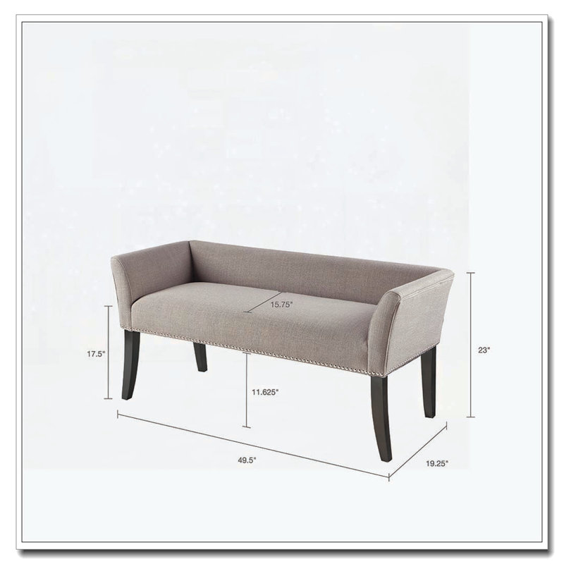 Upholstered Accent Bench, Gray