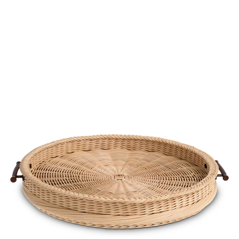 Tray Vimini L Natural Rattan, 3.54" H x 24.80" W x 24.80" D