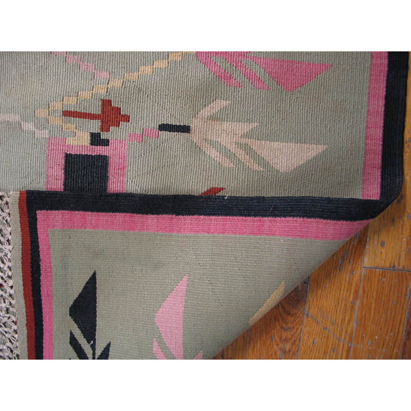 Tapis bleu sarcelle tissé à plat Rare