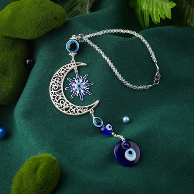 Evil Eye Car Hanging Ornament Evil Blue Eye Charms For Rear View Mirror Beaded Decor Car Accessories Pendent For Window Door Frame Balcony(Vivid Style)