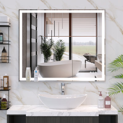 Led Bathroom Wall Mirror 30x36 Inch - Fog, Energy Saving, Touch Switch, Elegant Style Vanity Energy, Five-layer Protection, Stylish