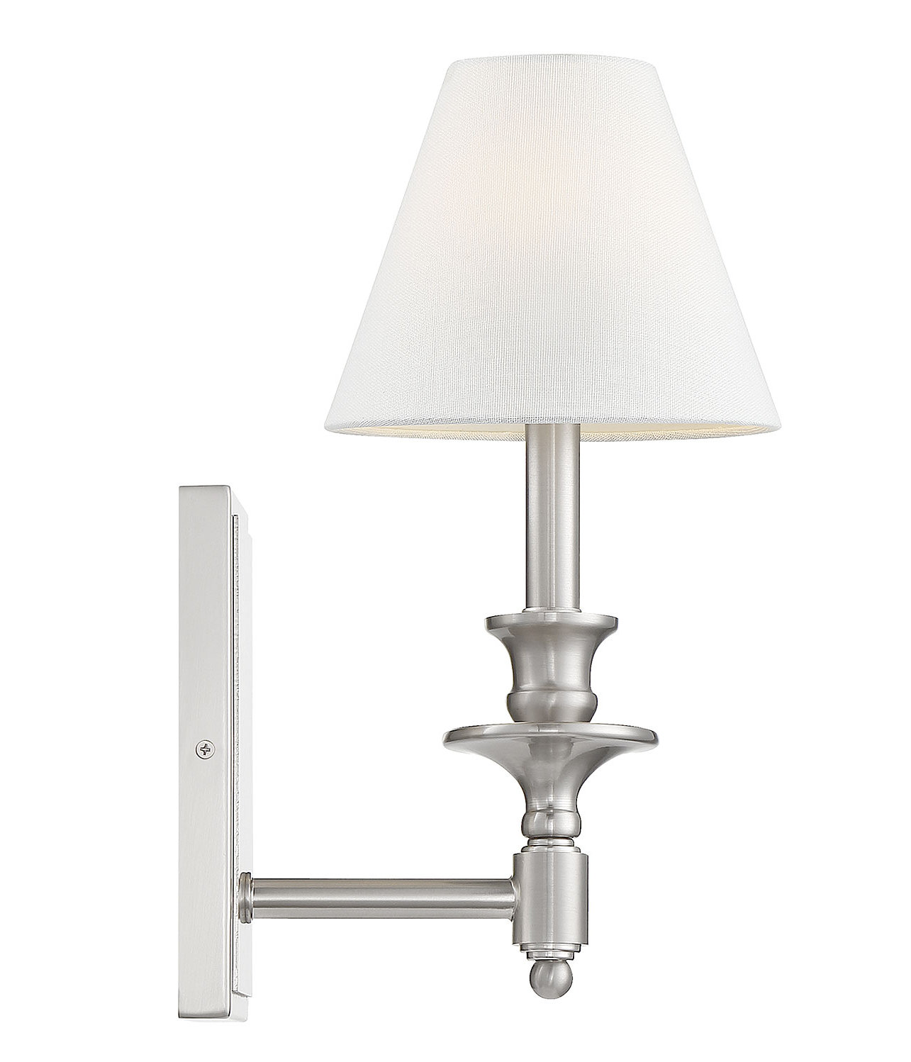 Alarins Single Light Dimmable Armed Sconce, Satin Nickel