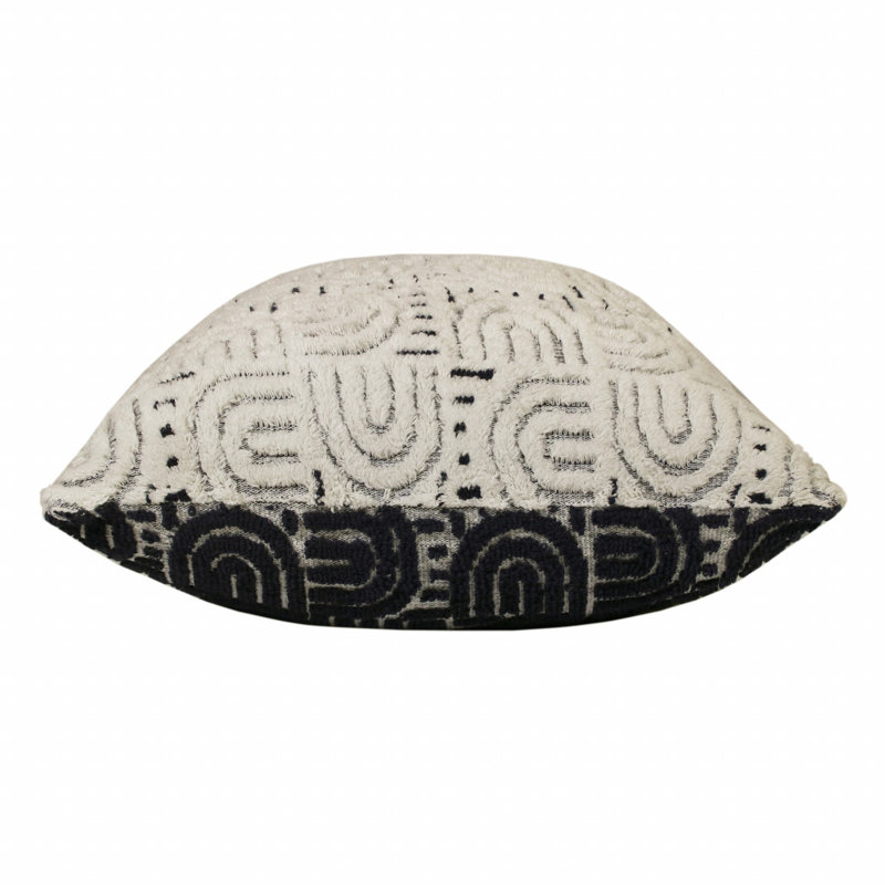 Geometric Black and White Cotton Blend Throw Pillow