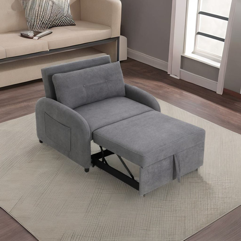 3-in-1 Convertible Sleeper Sofa, Gray Cotton Linen