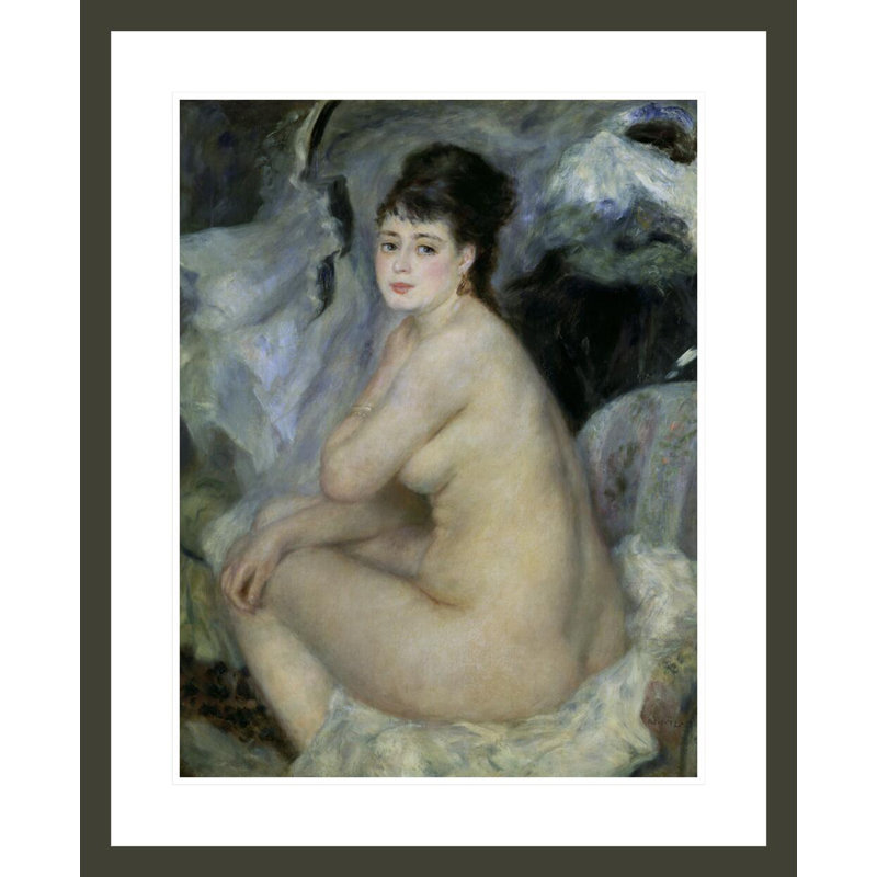 «Nu ou nu assis sur un canapé» par Pierre-Auguste Renoir - Impression Giclée encadrée, H 28,75 po x l 23,5 po