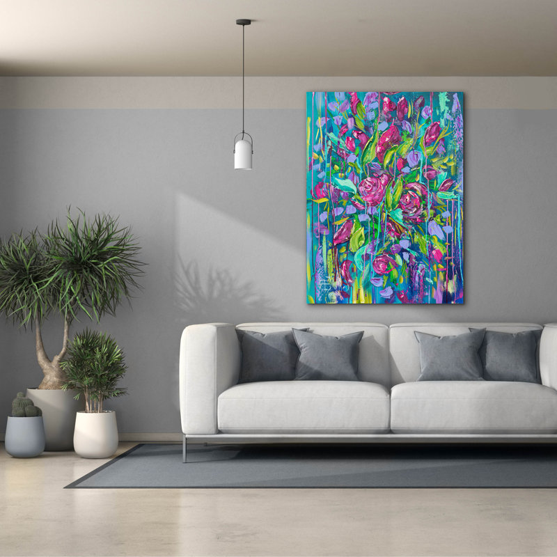 «Rain mauve» par Estelle Grengs, H 54 po x l 40 po x P 1,5 po