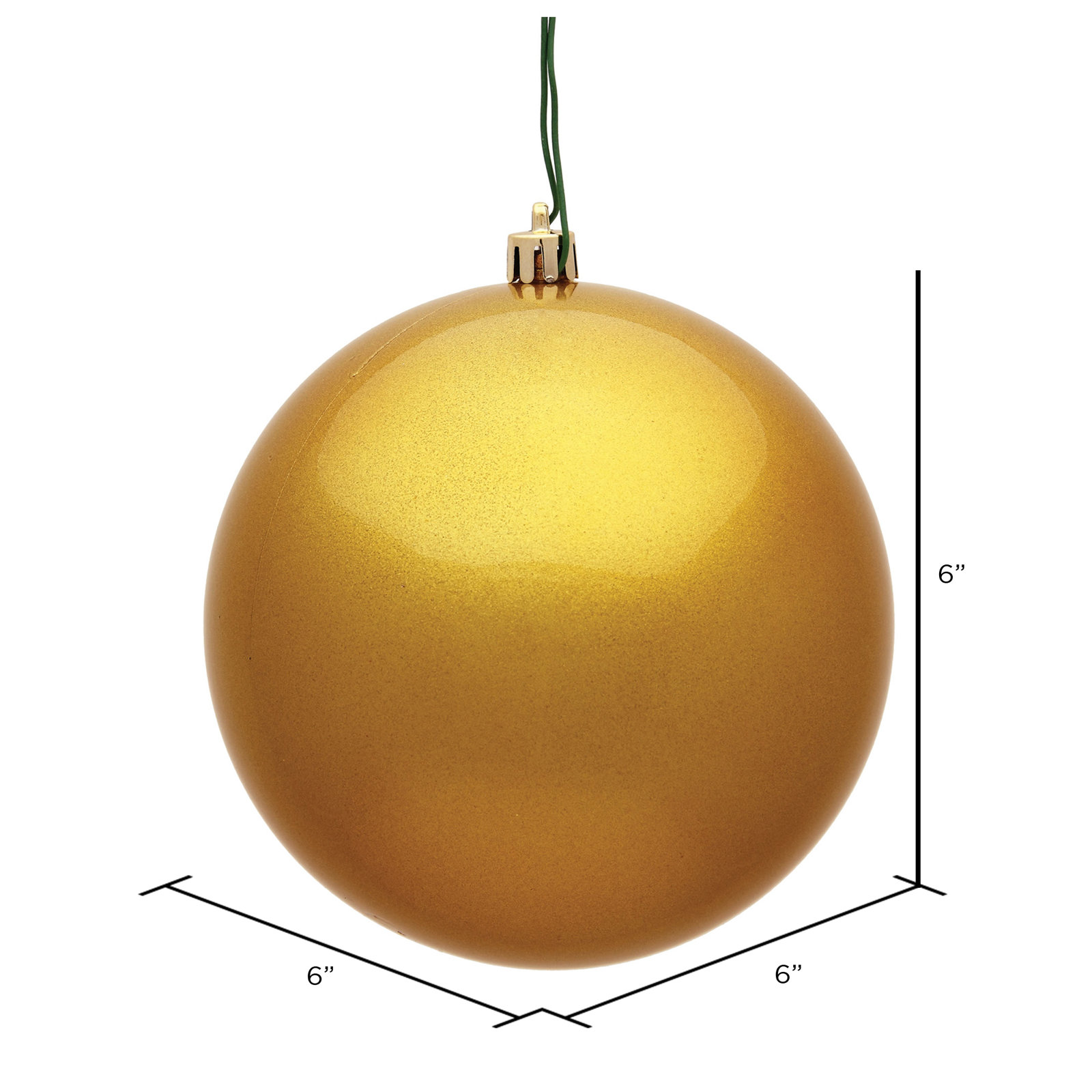 Christmas Ball Ornament, 6" H x 6" W x 6" D, Candy Honey Gold