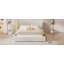 Upholstered Platform Bed With Velvet Fabric, Grounded Bed With Solid Frame-2122409224