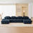 153" Modern U-Shaped Modular Sectional Sofa For Living Room, Corduroy Fabric,4-Seater Couch With Deep Seat And 2-Movable Ottoman,Pearl-Like Piping, Tufted Design, No Assembly, Anti-Slip Design​-1047368476-1047368480