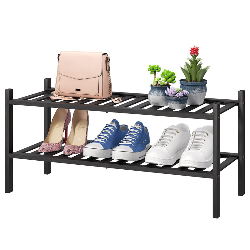 6 Pair Stackable Shoe Rack, Black