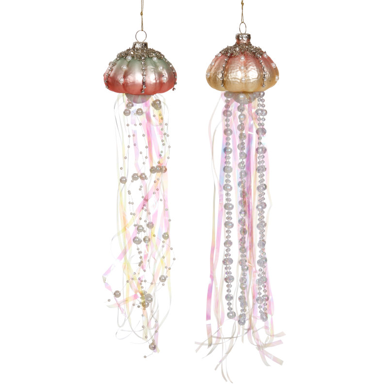 Jeweled Jelly Fish Ornament - 2.5 Inches Set Of 6