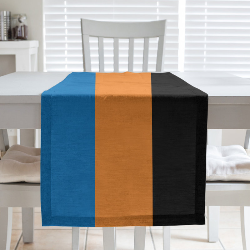 Chemin de table basket New York, L 72 po x l 16 po, Bleu / orange / noir, Polyester sergé
