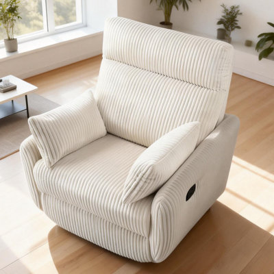 37.5 Inch Modern Swivel Glider Recliner With Footrest And Adjustable Backrest,Soft Plush Corduroy Fabric by Latitude Run