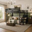 Metal Twin Loft Bed with Stairs Storage Shelves and Wardrobe for Space Saving Kids Bedroom Organization-1352492916-1352492917