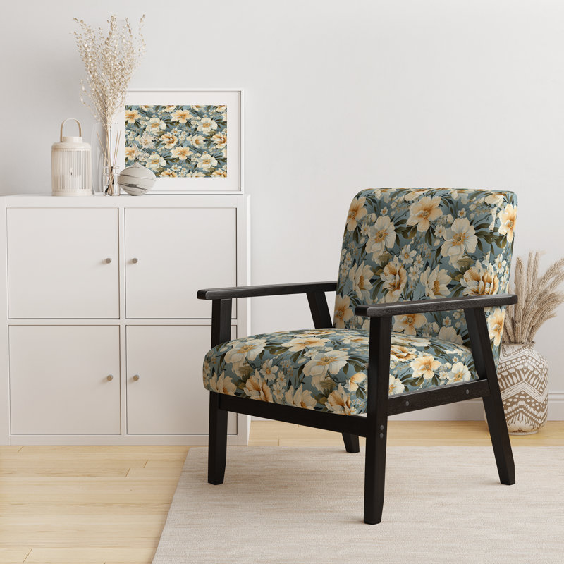 Chaise d'appoint florale Cobalt, Motif fusion bohème-victorienne II