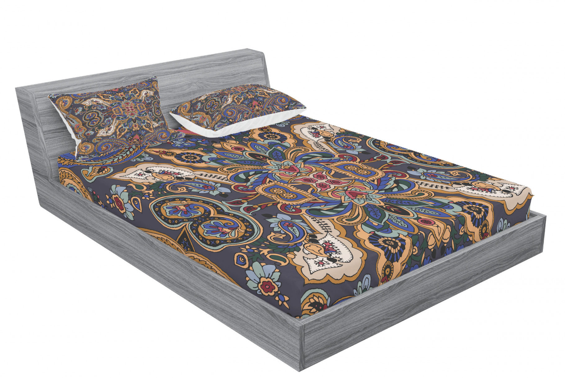 Abstract Sheet Set Ambesonne Historical Moroccan Florets with Slavic Effects Heritage ...