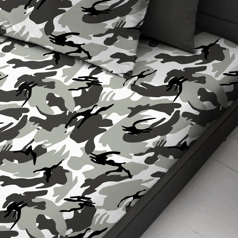 Brith Polycotton Printed Fitted Sheet, Single, Grey